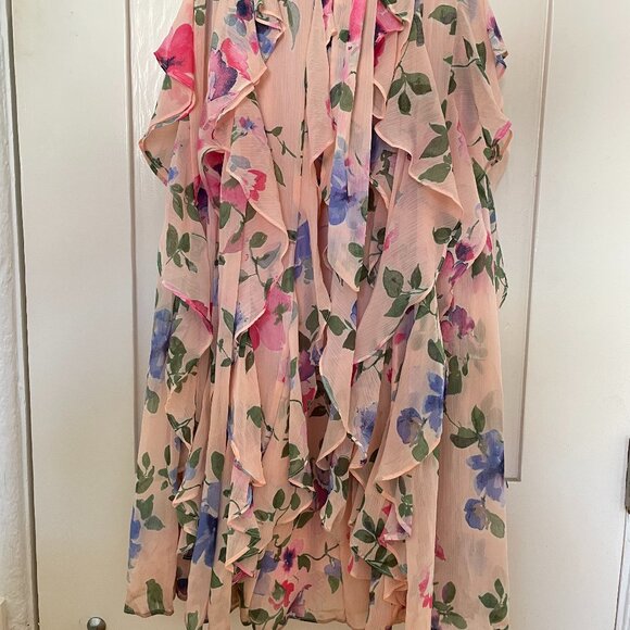 Ralph Lauren Floral Ruffle-Trim Georgette Gown - Picture 7 of 9